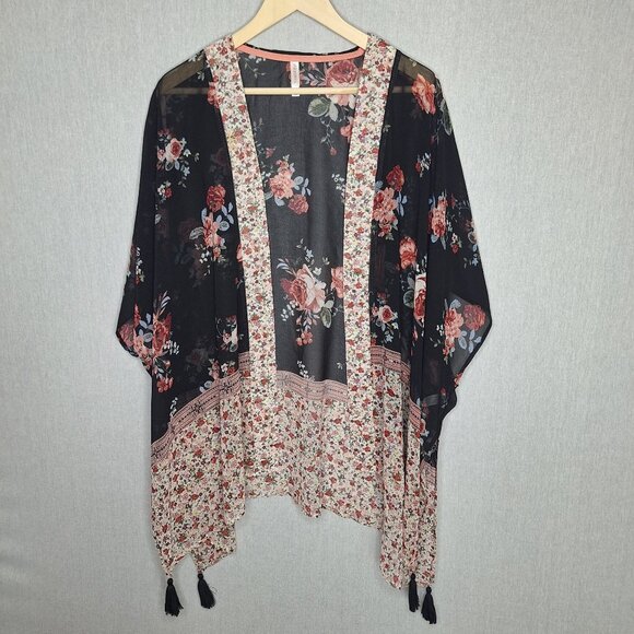 💙 Xhilaration Oversized Kimono Cardigan Size XL/2X/3X Cover Up Boho Cottage Hip - Picture 1 of 8